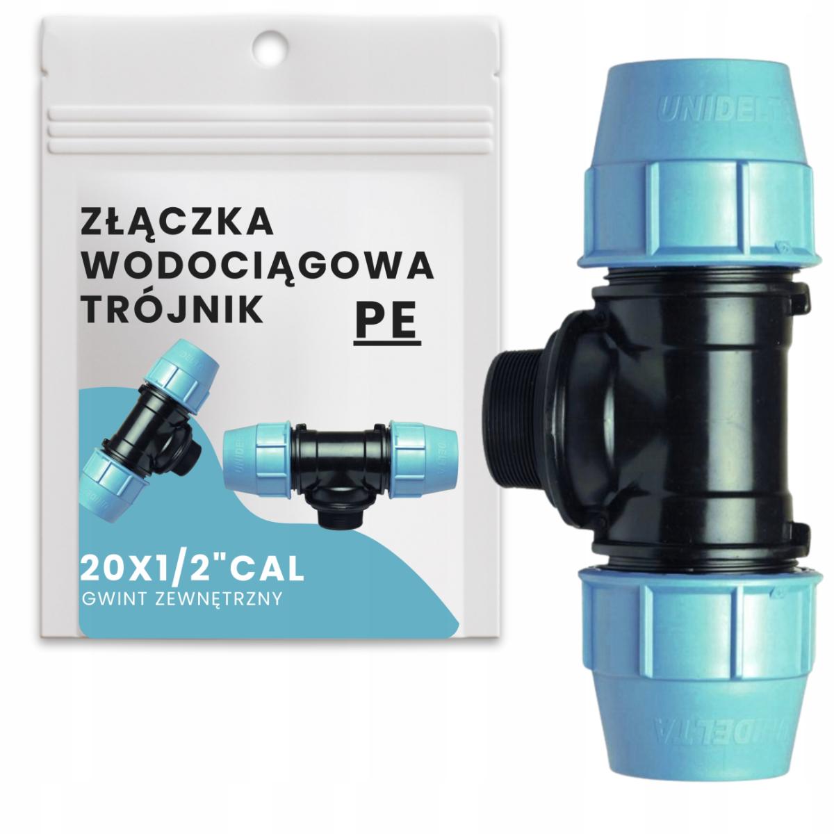 Trójnik wodociągowy 20 x 1/2 x 20 GZ Unidelta
