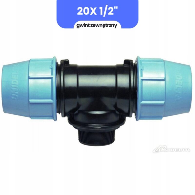 Trójnik wodociągowy 20 x 1/2 x 20 GZ Unidelta