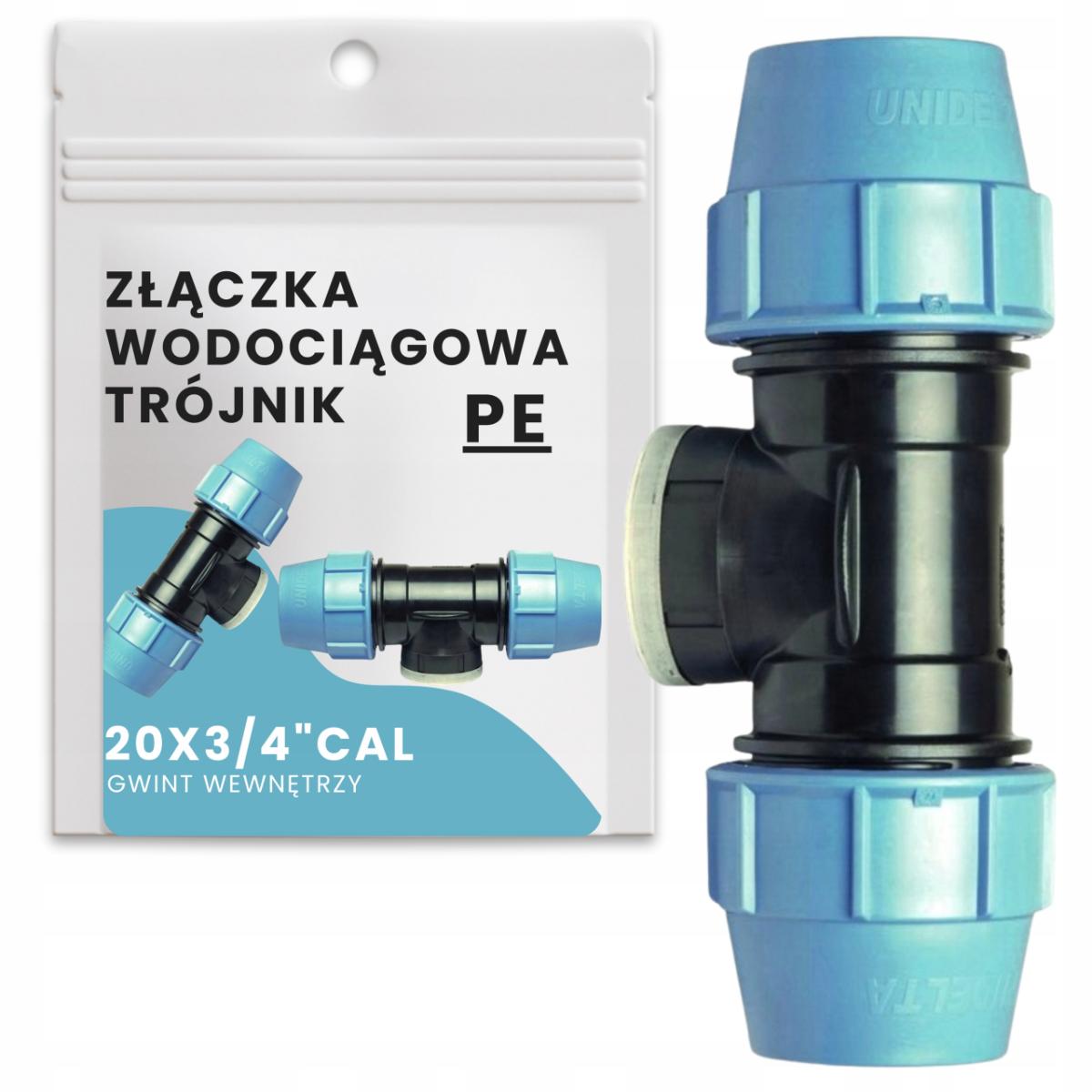 Trójnik wodociągowy 20 x 3/4 x 20 GW Unidelta
