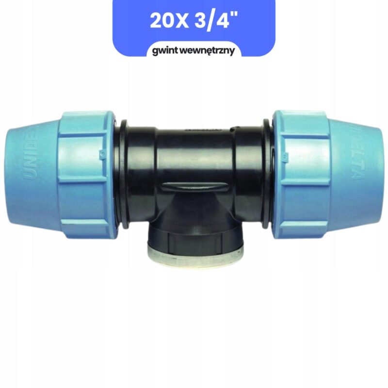 Trójnik wodociągowy 20 x 3/4 x 20 GW Unidelta